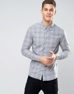 Узкая клетчатая рубашка с начесом Burton Menswear - Серый
