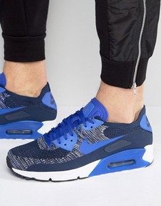 Синие кроссовки Nike Air Max 90 Ultra 2.0 Flyknit 875943-400 - Синий