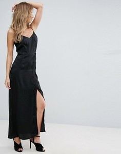 Платье-комбинация макси с кружевом Amy Lynn - Черный