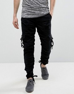 Черные узкие брюки карго с боковыми вставками ASOS - Черный