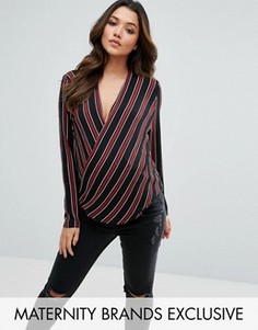 Блузка в полоску с запахом Missguided Maternity - Черный