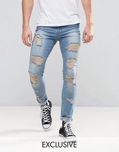 Светлые джинсы с рваной отделкой Brooklyn Supply Co Grunge - Синий