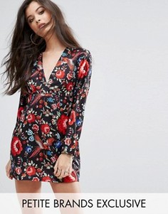 Платье с глубоким вырезом и цветочным принтом Missguided Petite - Мульти