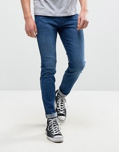 Синие выбеленные супероблегающие джинсы Rollas Stinger - Синий