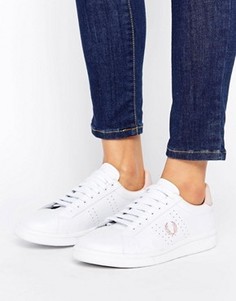 Розово-белые кожаные кроссовки Fred Perry - Белый