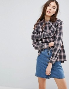 Рубашка в клетку с оборками ASOS - Розовый
