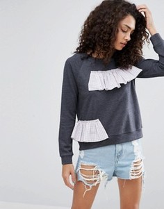 Свитшот с оборками в клеточку ASOS - Серый