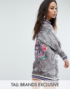 Свободное бархатное платье-джемпер с отделкой в рубчик и вышивкой Jaded London Tall - Мульти