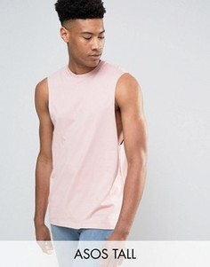 Розовая футболка без рукавов с заниженными проймами ASOS TALL - Розовый