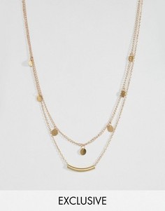 Ярусное ожерелье с дисками и планкой Reclaimed Vintage Inspired - Золотой