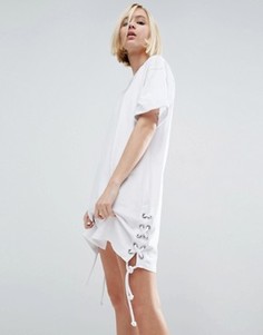 Платье-футболка со шнуровкой по бокам ASOS - Белый