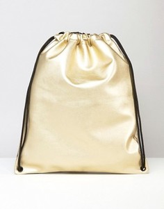 Золотистый рюкзак на шнурке ASOS - Золотой