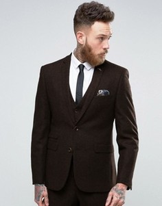 Пиджак узкого кроя на основе шерсти Burton Menswear - Коричневый