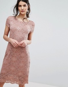 Кружевное платье с короткими цельнокройными рукавами Selected Femme - Розовый