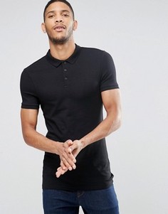 Черная обтягивающая футболка-поло ASOS - Черный