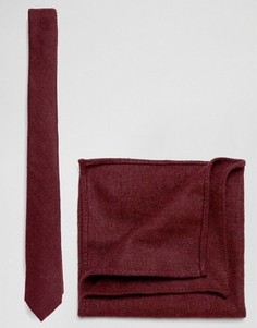 Набор из фактурного галстука и платка для нагрудного кармана бордового цвета ASOS - Красный