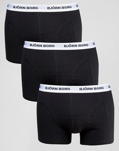 Набор из 3 черных боксеров-брифов с контрастным поясом Bjorn Borg - Черный