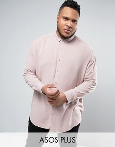 Розовая oversize-рубашка с добавлением вискозы ASOS PLUS - Розовый