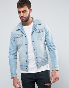 Джинсовая куртка узкого кроя с выбеленным эффектом Wrangler - Синий