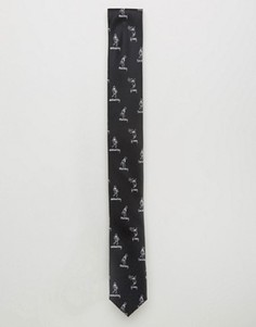 Узкий галстук с принтом ASOS - Черный
