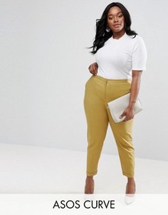 Льняные брюки-сигаретки ASOS CURVE - Зеленый