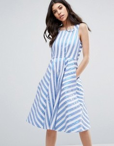 Платье миди в полоску металлик Closet London - Мульти