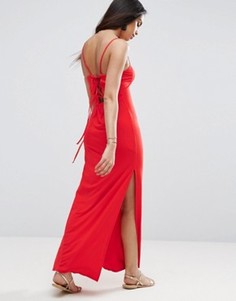 Платье макси со шнуровкой на спине ASOS - Красный