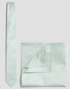 Салатовый галстук и платок для пиджака ASOS WEDDING - Зеленый