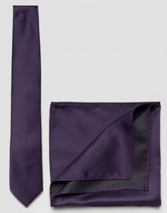 Фиолетовый галстук и платок для пиджака ASOS WEDDING - Фиолетовый