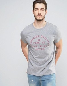 Серая меланжевая футболка с принтом на груди Jack Wills Westmore - Серый