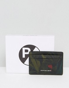Черная кожаная визитница с принтом листья PS By Paul Smith - Черный