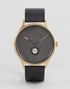 Часы с черным кожаным ремешком Cronometrics - Коричневый