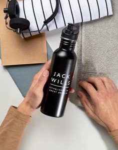 Черная металлическая бутылка для воды с логотипом Jack Wills - Черный