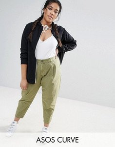 Выбеленные брюки галифе в стиле милитари ASOS CURVE - Зеленый