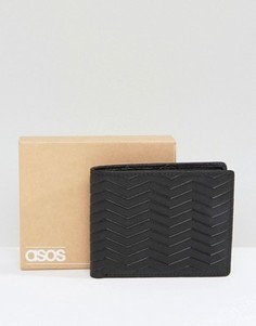 Черный кожаный бумажник с тиснением ASOS - Черный