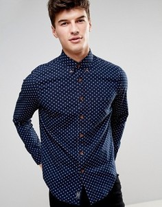 Облегающая рубашка с геометрическим принтом Abercrombie & Fitch - Темно-синий