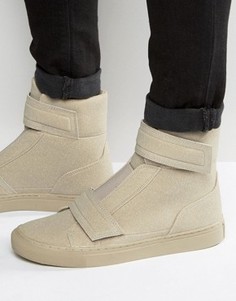 Высокие кеды песочного цвета из искусственной замши с ремешками ASOS - Stone