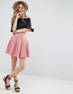 Расклешенная мини-юбка со складками ASOS - Розовый