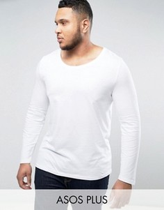 Белый лонгслив с глубоким вырезом ASOS PLUS - Белый
