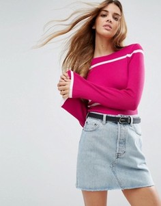 Джемпер с полосками в спортивном стиле ASOS - Розовый