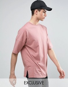 Выбеленная пыльно-розовая футболка с заниженной линией плеч Mennace - Розовый
