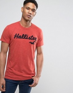 Узкая красная футболка с логотипом Hollister - Красный