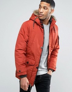Утепленное пальто с искусственным мехом на капюшоне Threadbare - Оранжевый