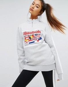 Свободный свитшот с горловиной на молнии Reebok Classics - Серый