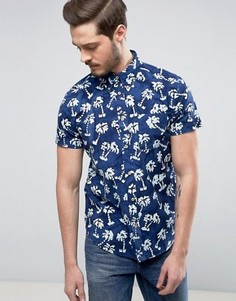Рубашка классического кроя с короткими рукавами и пальмовым принтом Wrangler - Синий