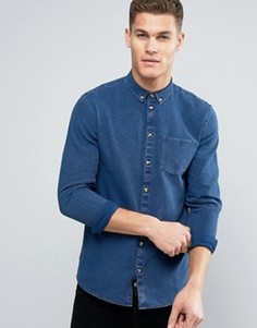 Синяя приталенная джинсовая рубашка на пуговицах Minimum Oliseo - Синий