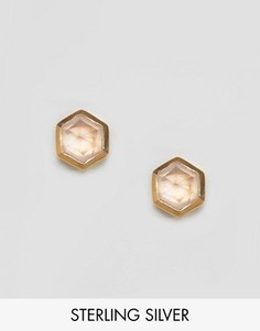 Серьги шестиугольной формы с полудрагоценными камнями Carrie Elizabeth - Золотой