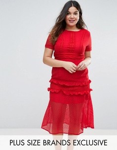 Кружевное платье миди Truly You - Красный