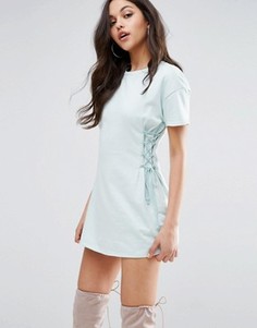 Платье-джемпер со шнуровкой по бокам PrettyLittleThing - Синий