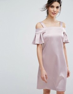 Платье мини с открытыми плечами Closet London - Розовый